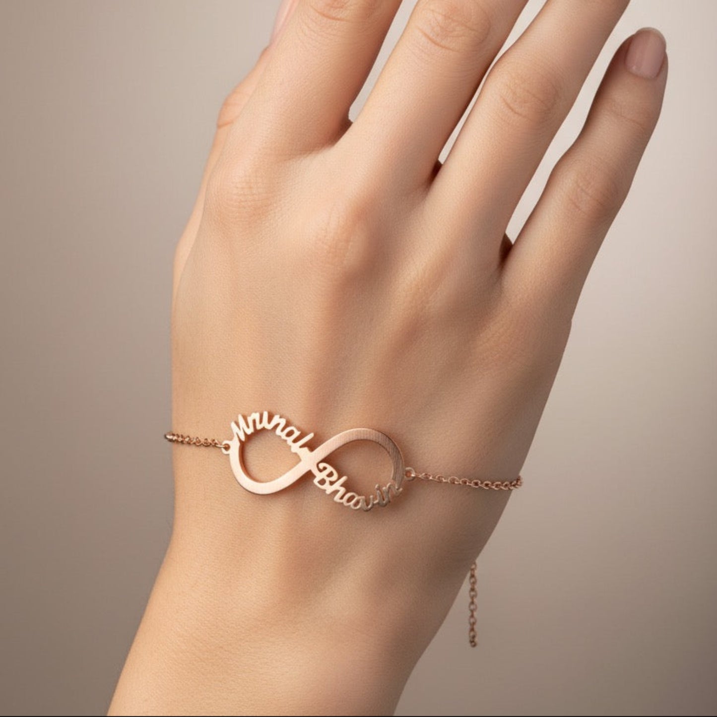 Personalised Couple Infinity Name bracelet in 92.5 Sterling Silver