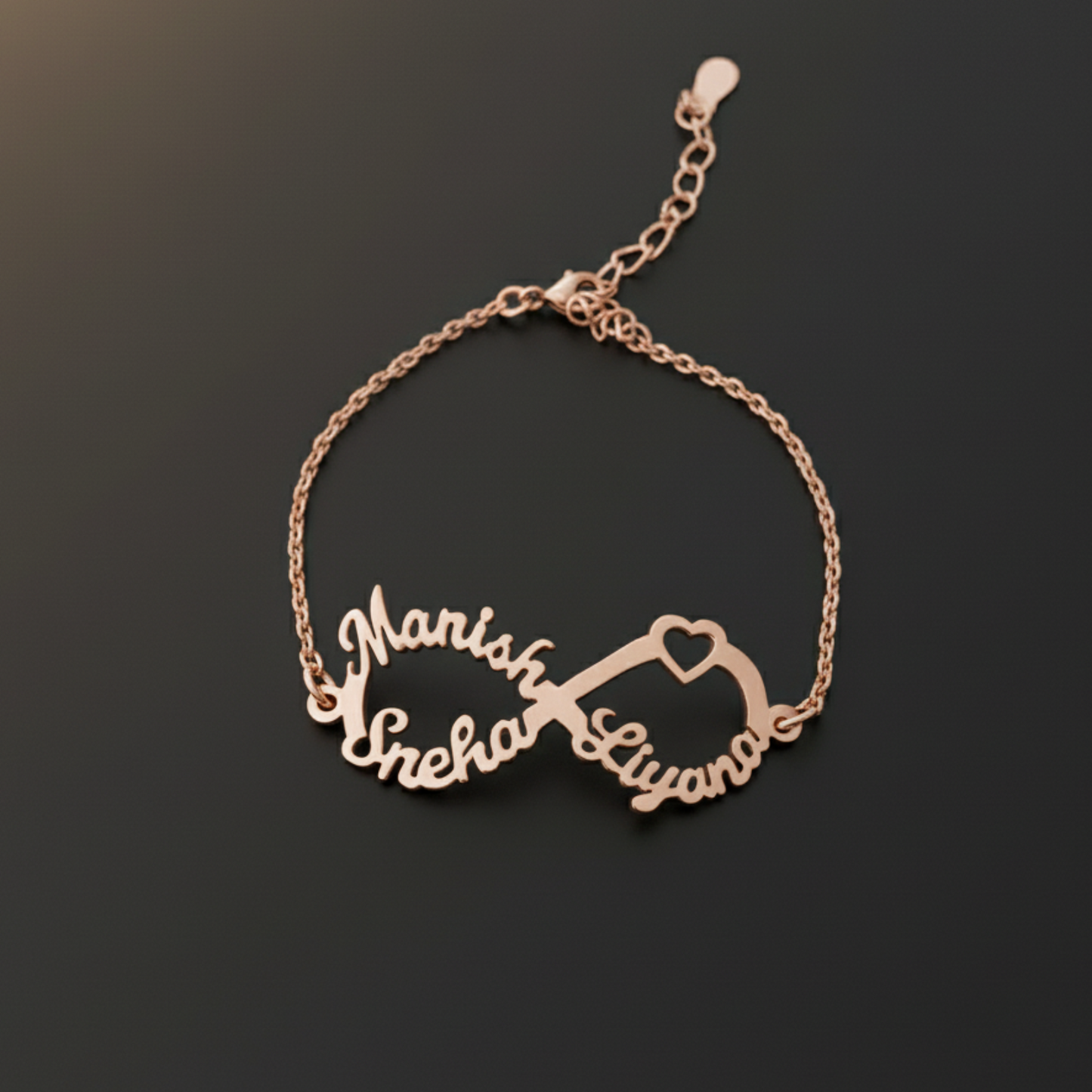 Personalised Infinity bracelet with 3 Names in 92.5 Sterling Silver