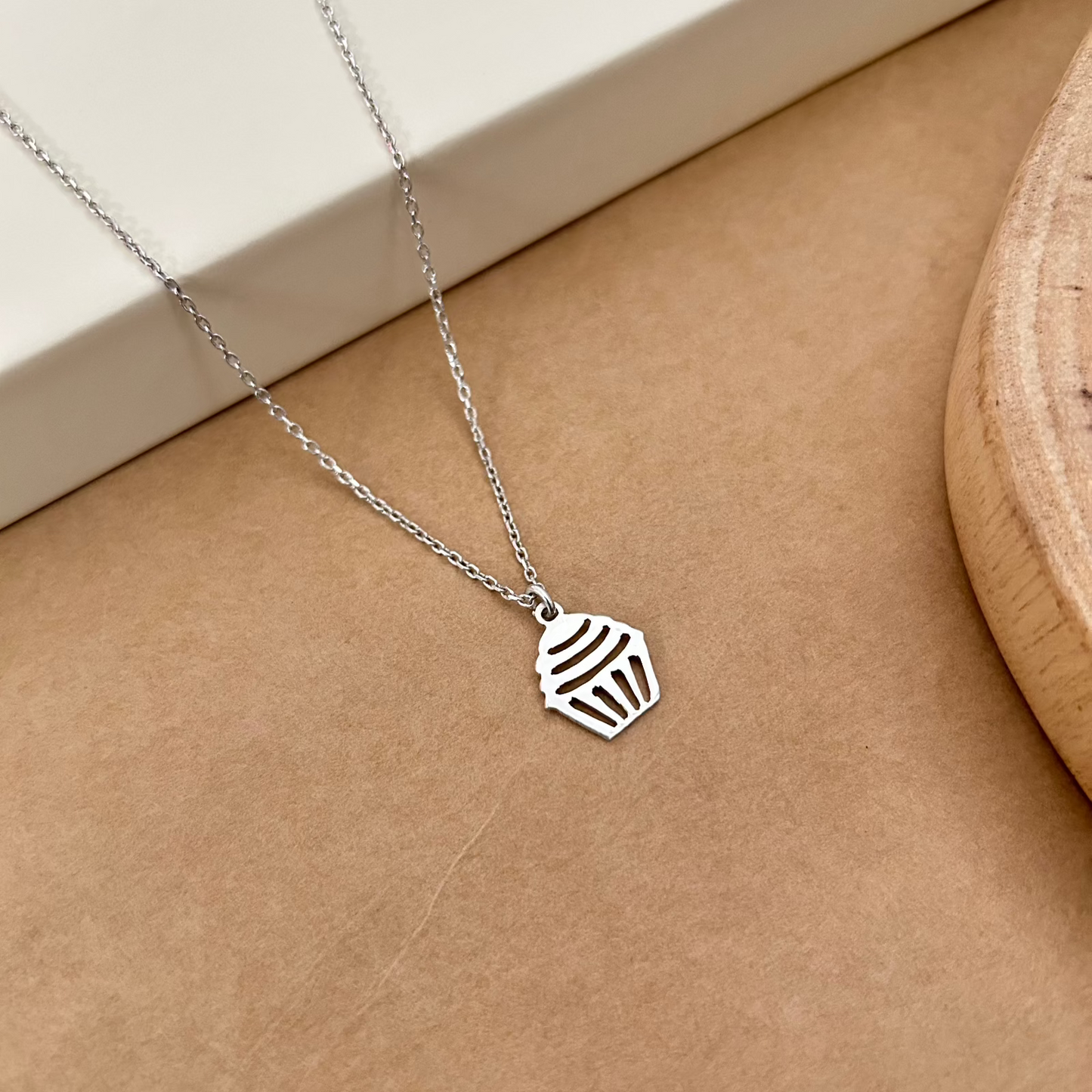 Sweet Cupcake Pendant Chain in Sterling Silver – For Kids | Liyana Jewels