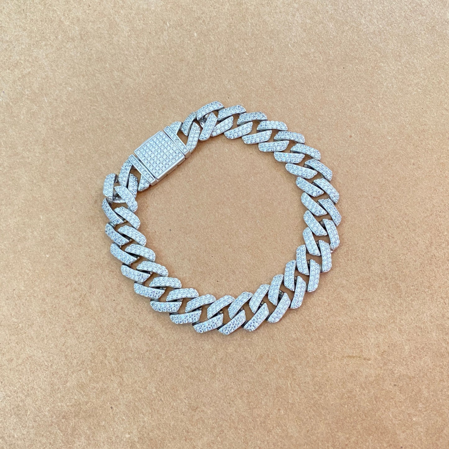 Cz Cuban Link Men's Bracelet in 925 Sterling Silver with Rhodium Finish | Liyana Jewels