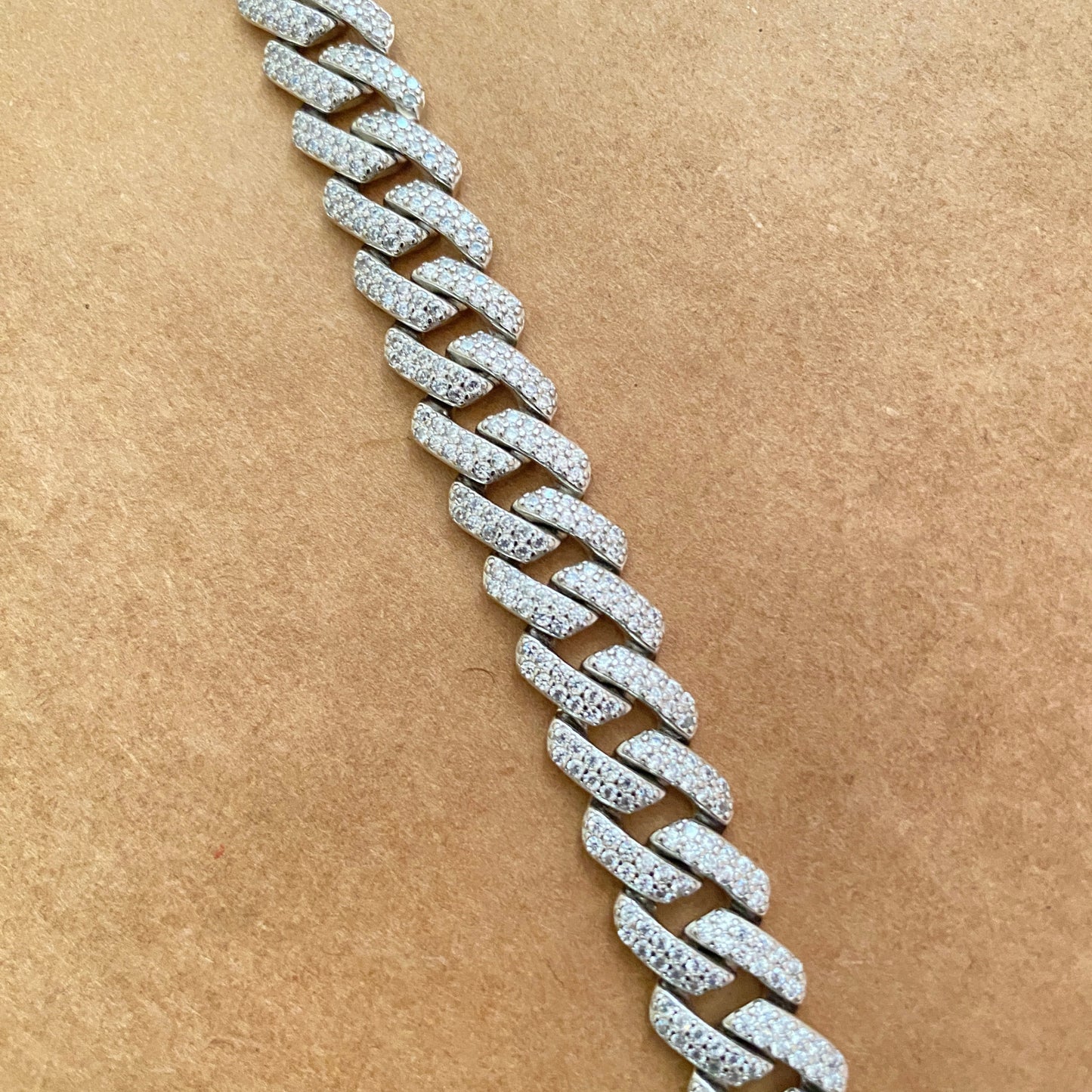 Cz Cuban Link Men's Bracelet in 925 Sterling Silver with Rhodium Finish | Liyana Jewels