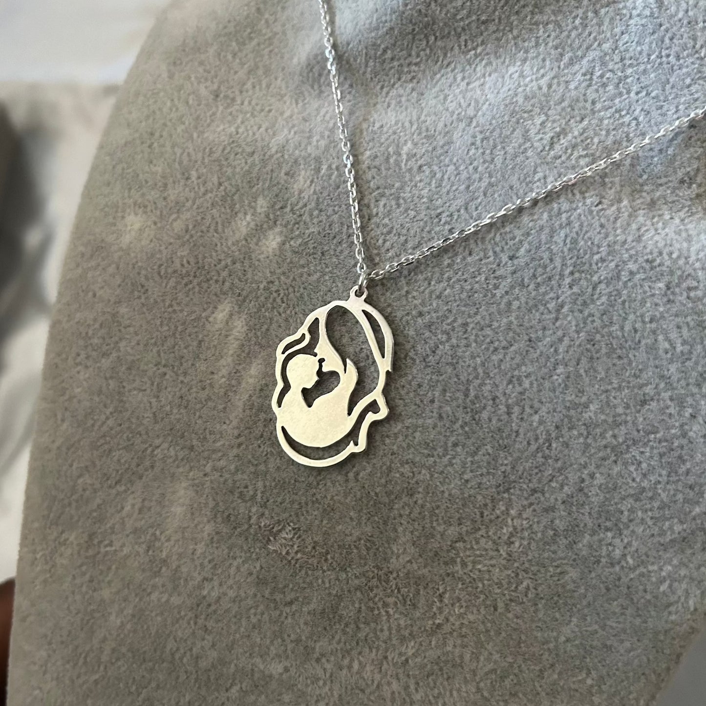 Mom and baby Necklace in 92.5 Sterling Silver