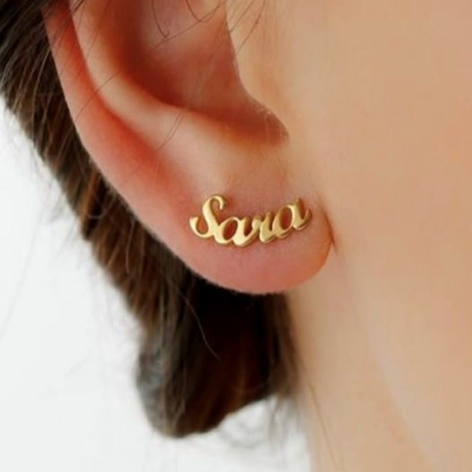 Personalised Name Stud Earrings in Sterling Silver – Liyanajewel