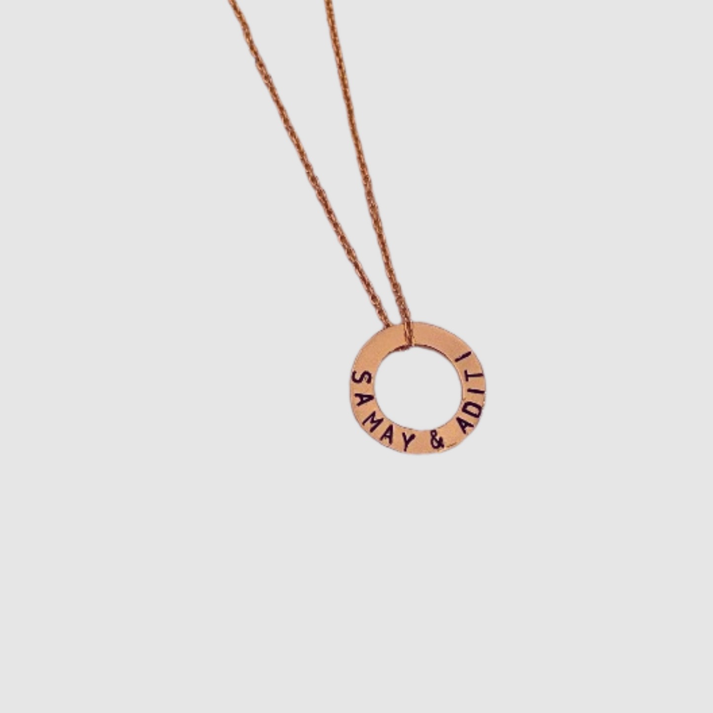 Personalised Circular Stamp Name Necklace in 92.5 Sterling Silver