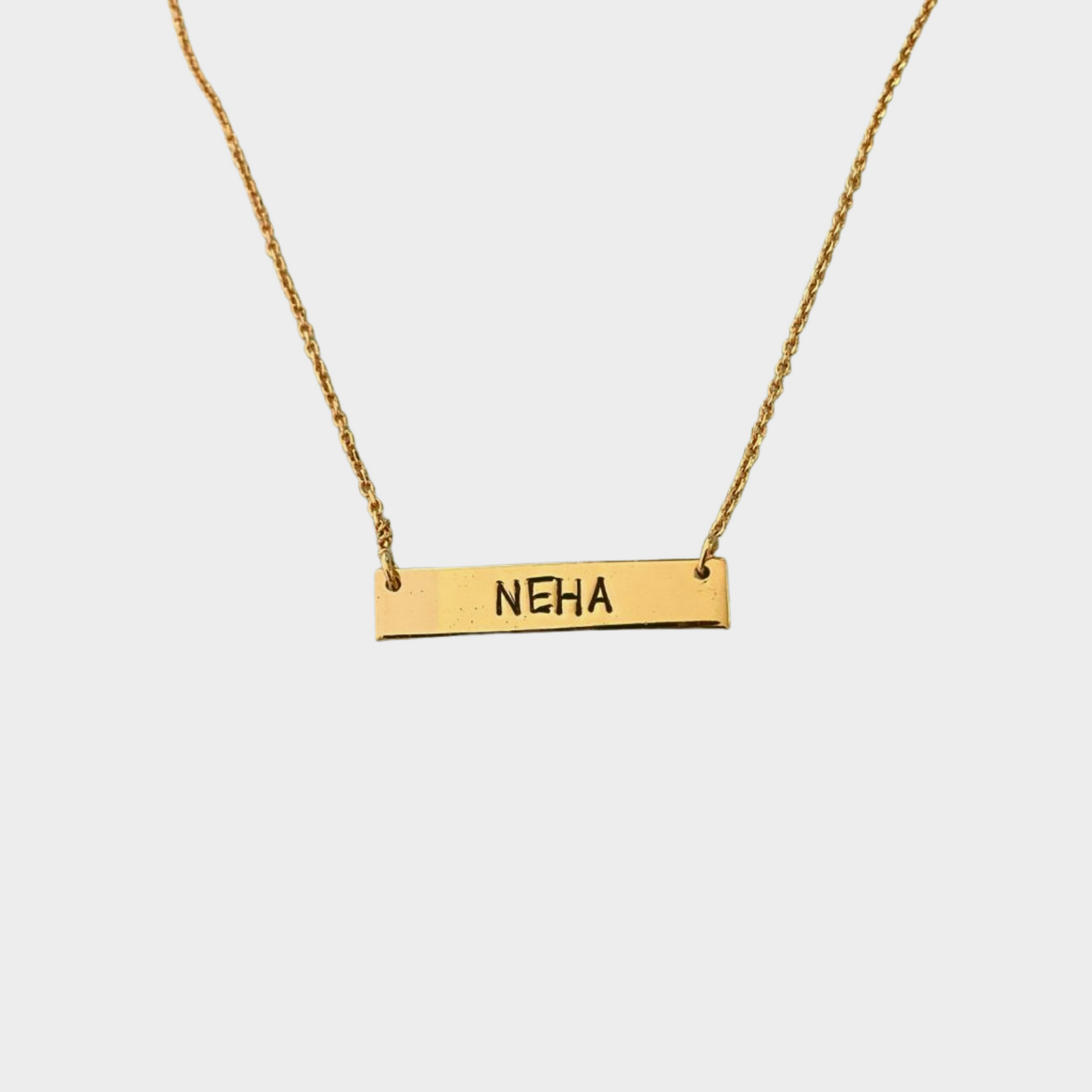 Personalised Engraved hand Stamp Bar Necklace in 92.5 Sterling Silver