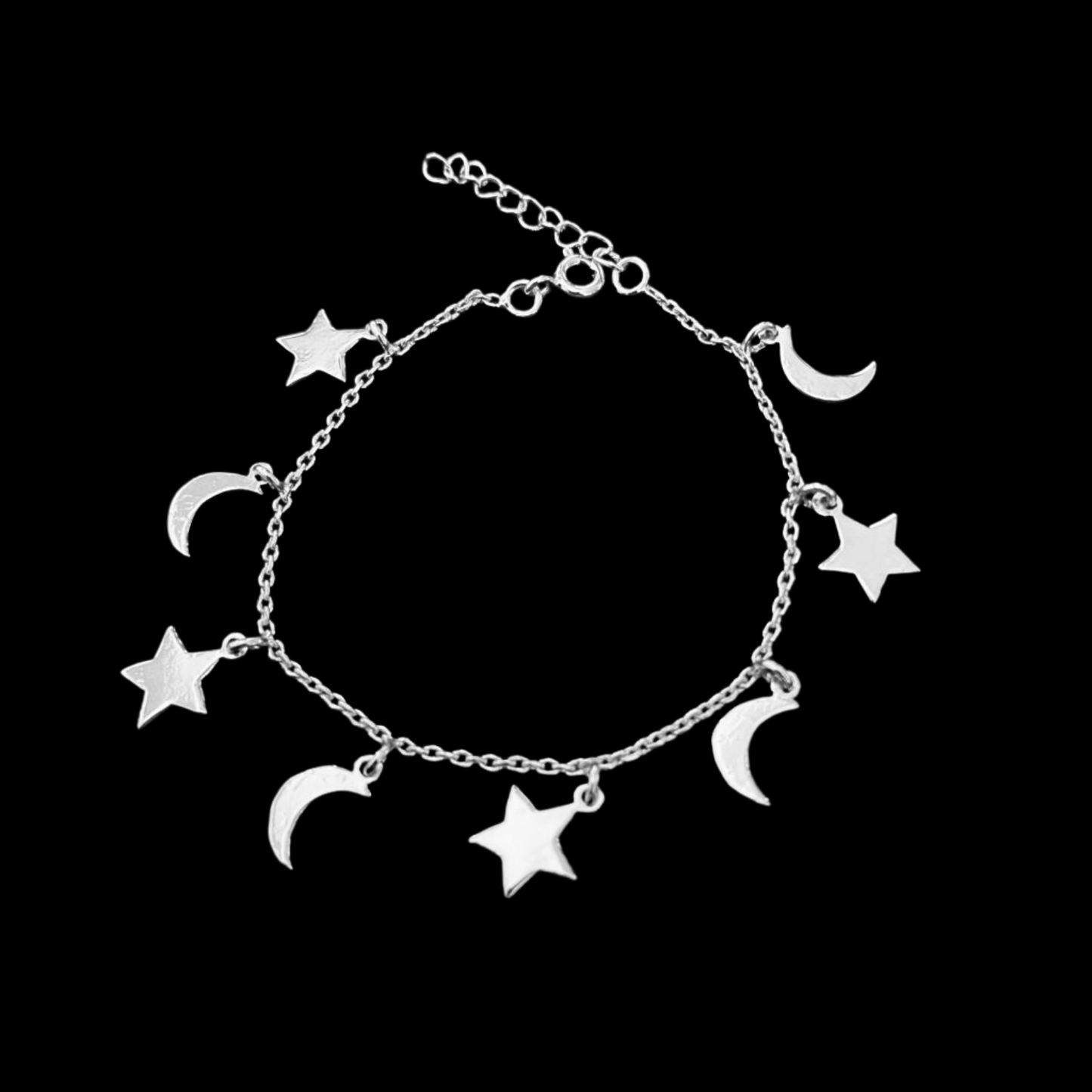 Moon and star Bracelet in 92.5 Sterling Silver