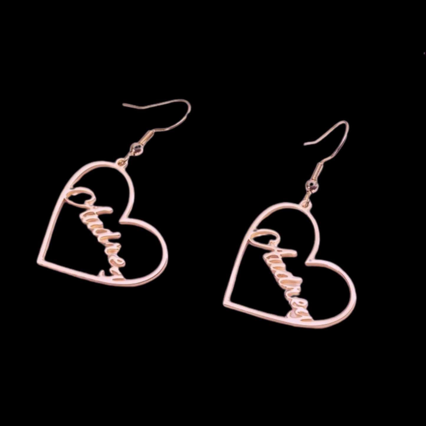 Personalised Heart Drop Name Earrings in 92.5 Sterling Silver