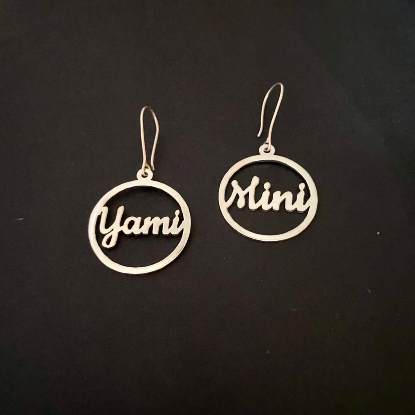 Personalised Circle Dangling Name Earrings in 92.5 Sterling Silver