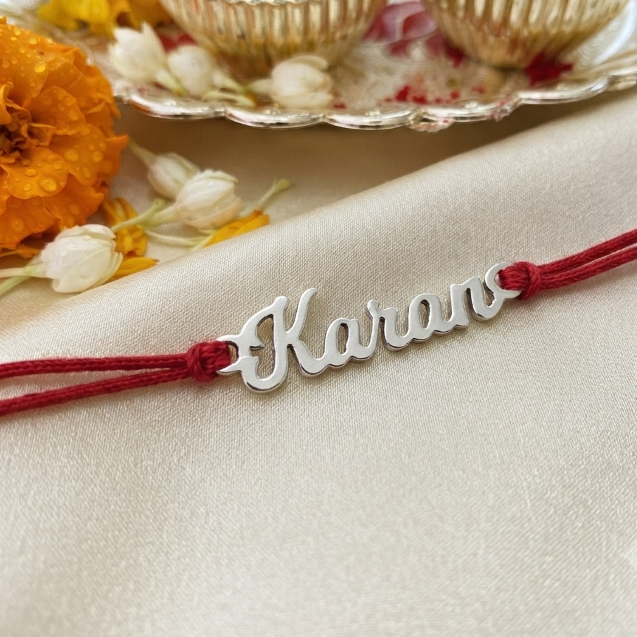 Personalized Name Rakhi in 92.5 Sterling Silver