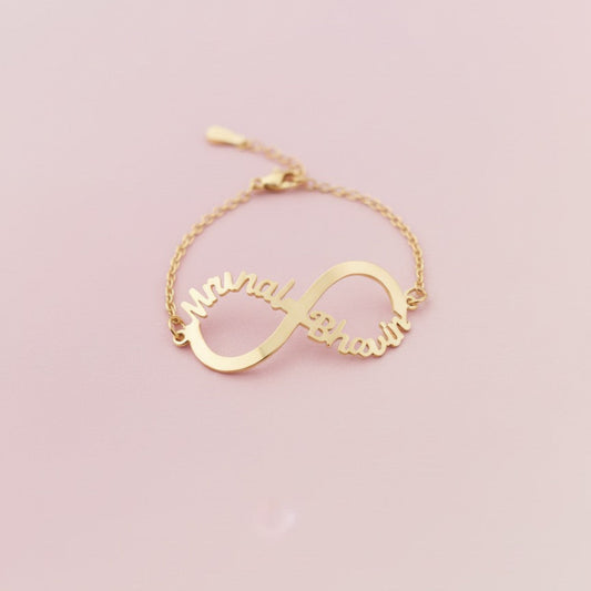 Personalised Couple Infinity Name bracelet in 92.5 Sterling Silver