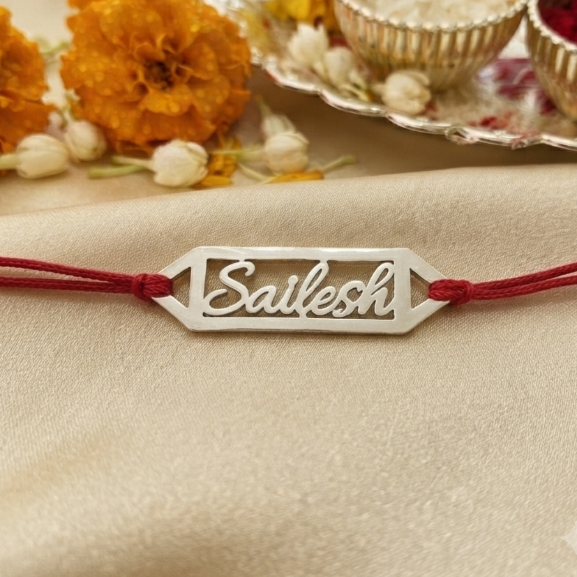 Personalised Name Rakhi in 925 Sterling Silver