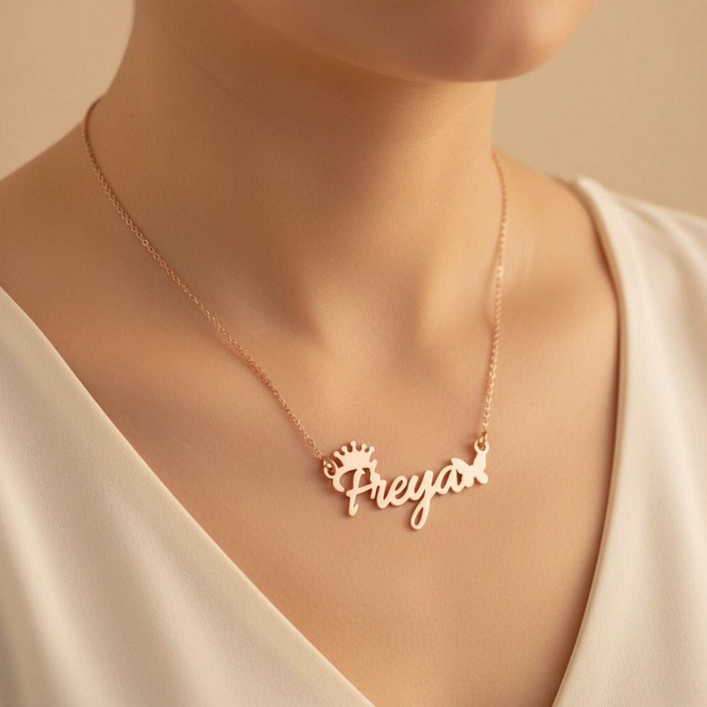 Personalised  Butterfly name necklace in 92.5 Sterling Silver