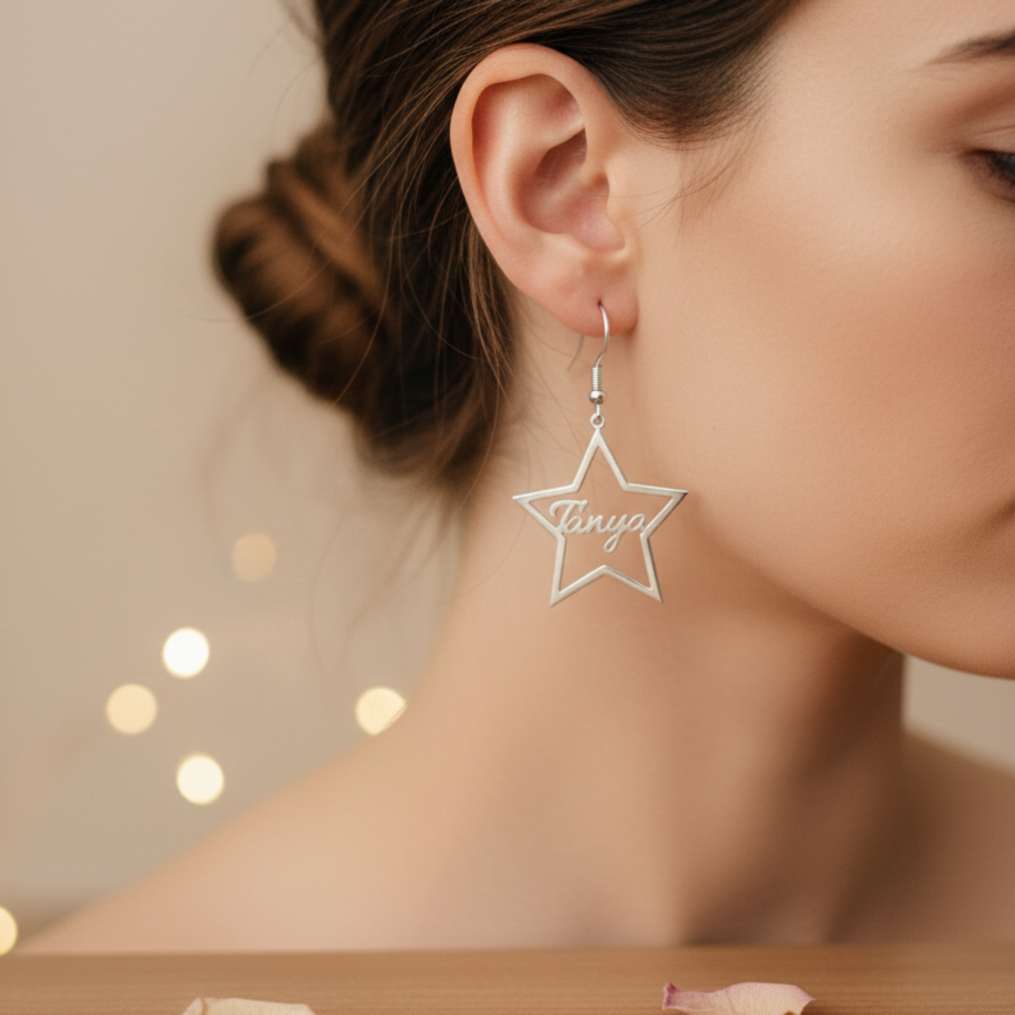 Personalised Star Drop Name Earrings in 92.5 Sterling Silver