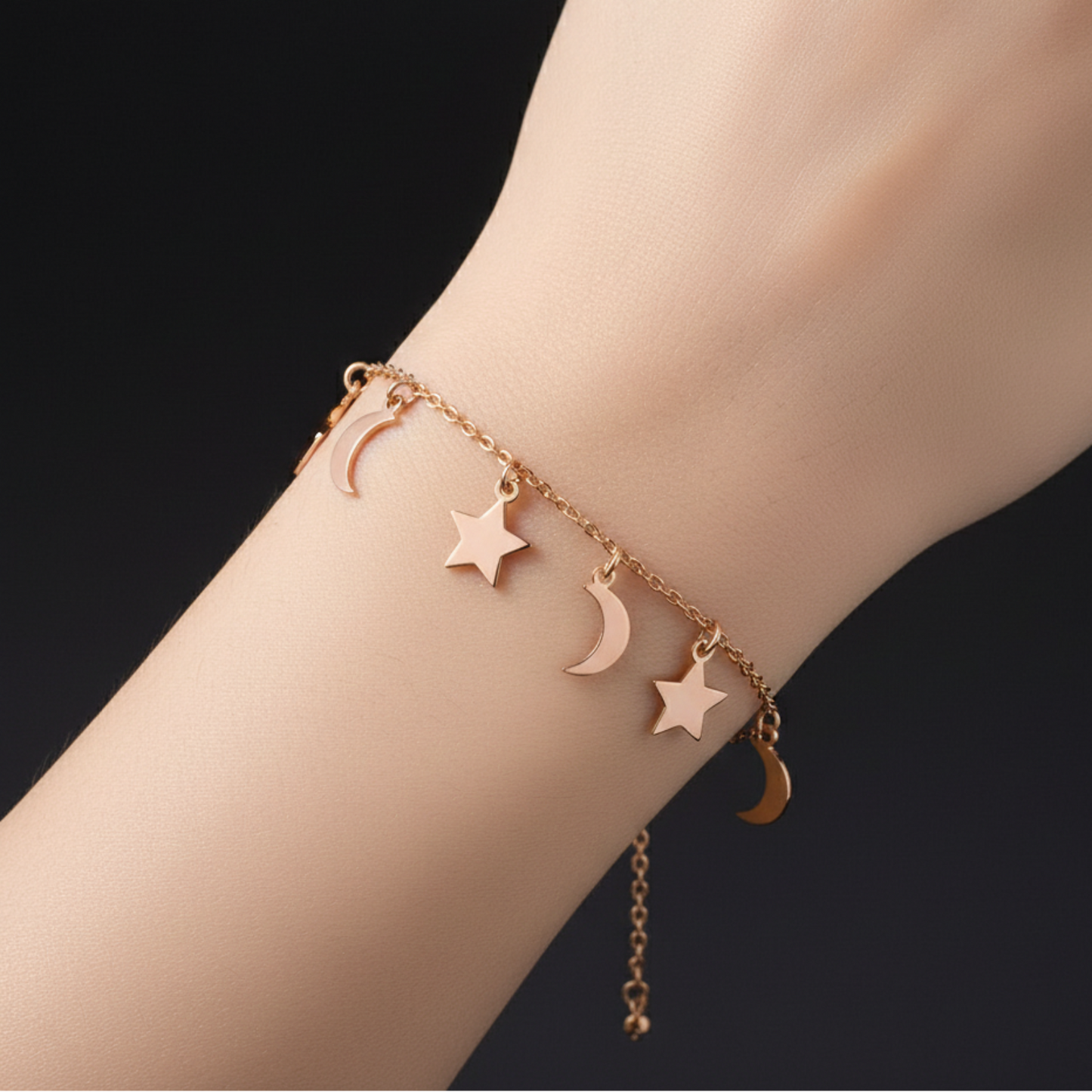 Moon and star Bracelet in 92.5 Sterling Silver