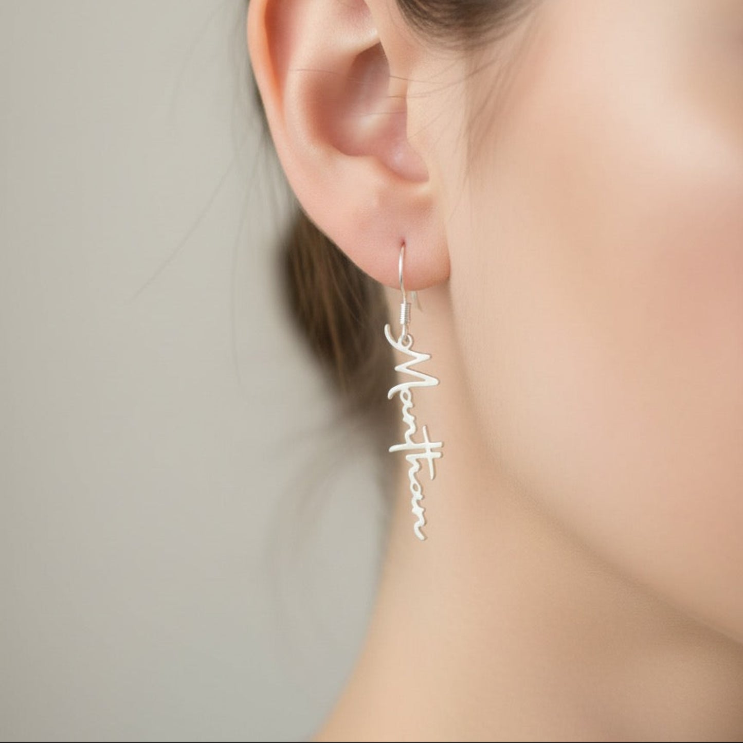 Personalised Vertical Name Earring in 92.5 Sterling Silver