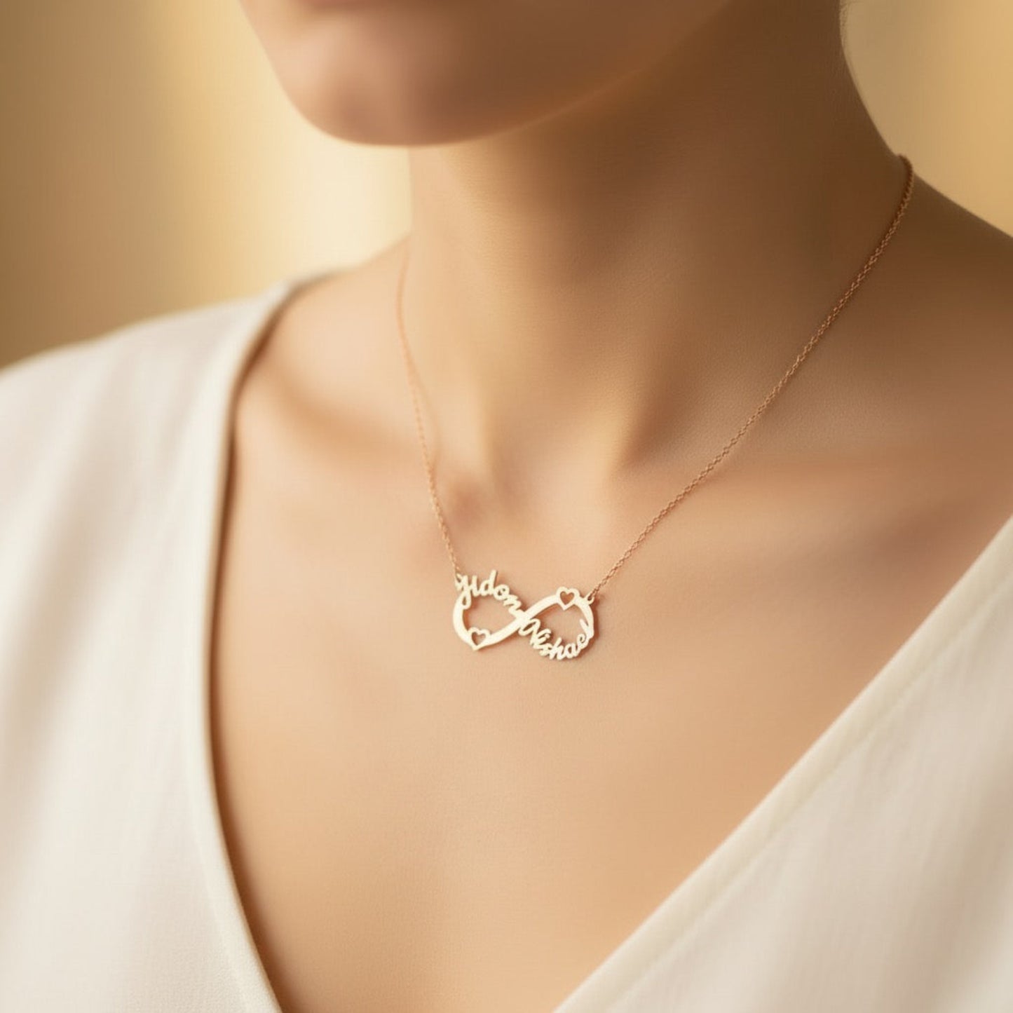 Personalised Infinity Necklace with 2 Names in 92.5 Sterling Silver