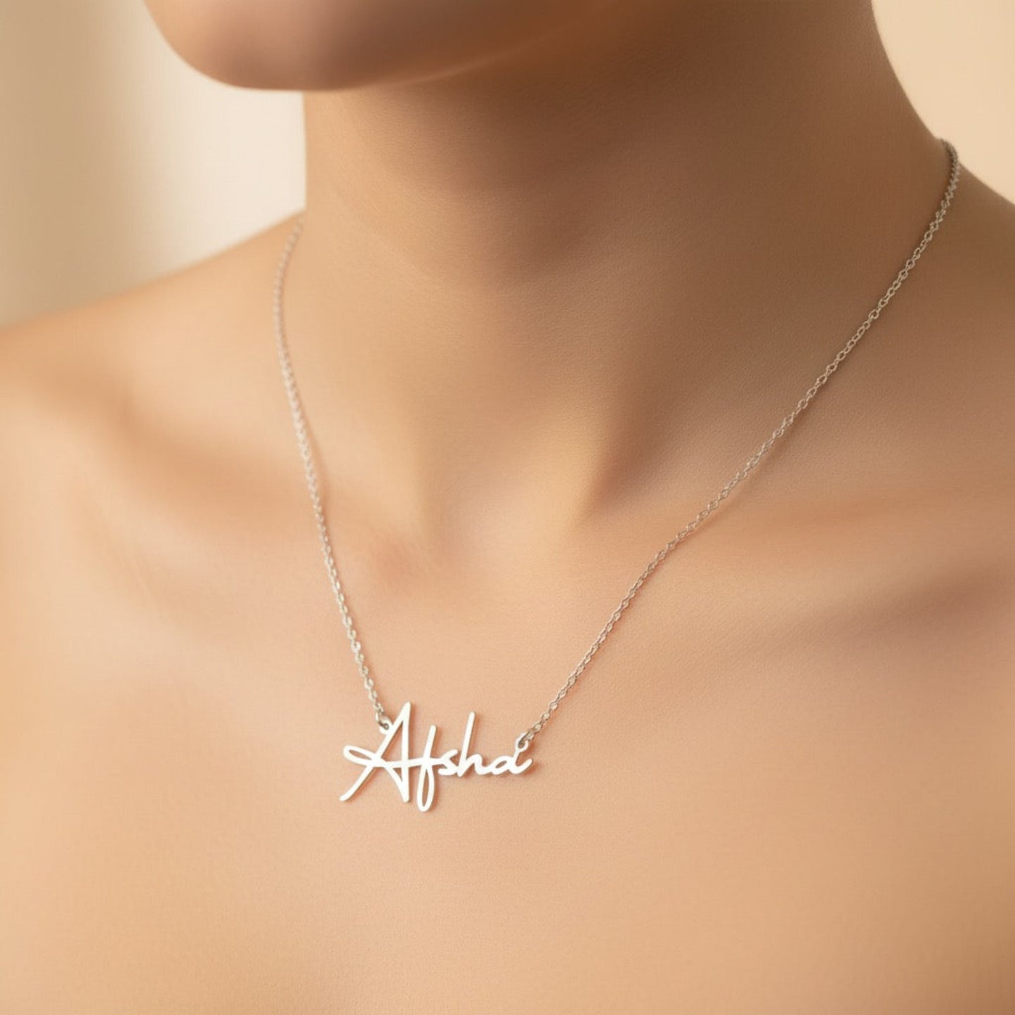 Personalised Signature Font Name Necklace in 92.5 Sterling Silver