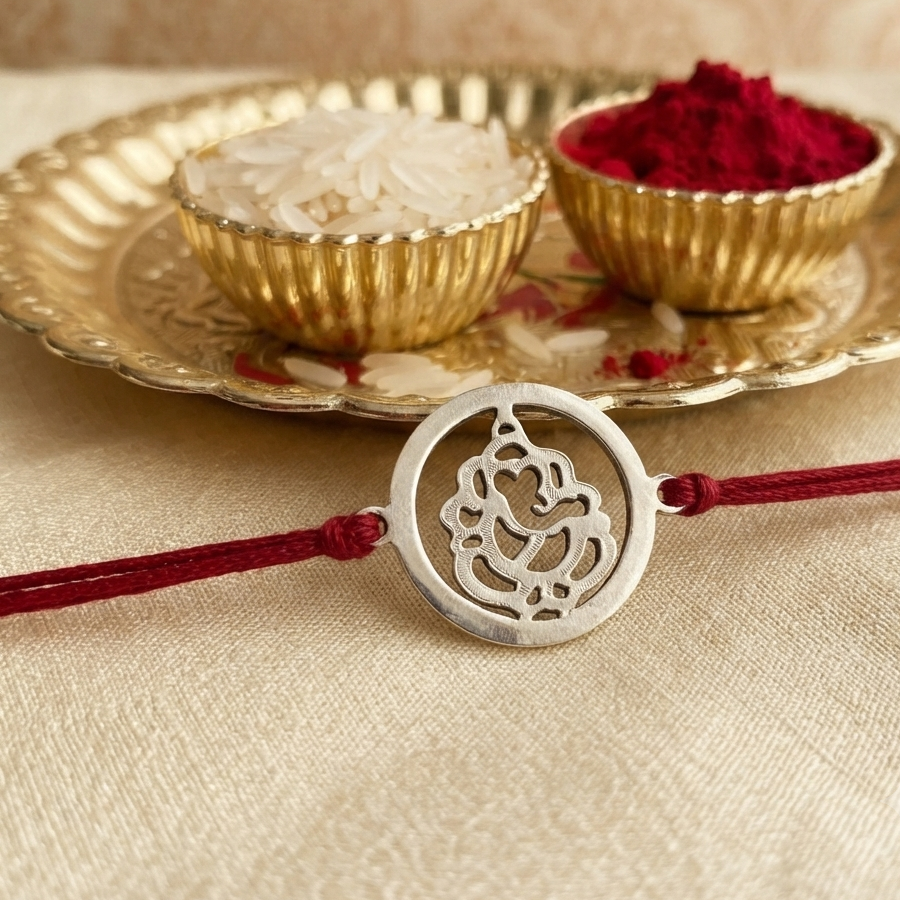 Ganesha Rakhi in 925 Sterling Silver