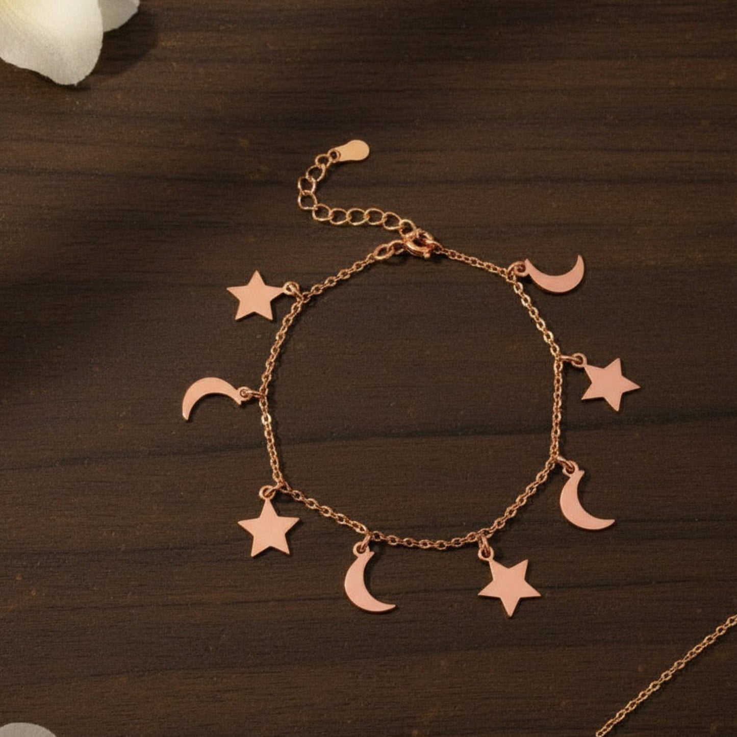 Moon and star Bracelet in 92.5 Sterling Silver