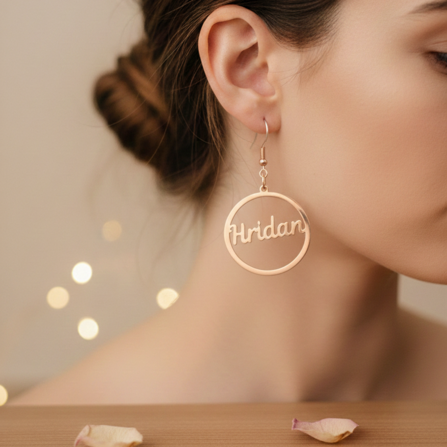 Personalised Circle Dangling Name Earrings in 92.5 Sterling Silver