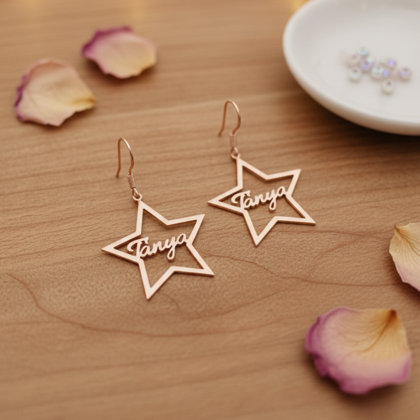 Personalised Star Drop Name Earrings in 92.5 Sterling Silver