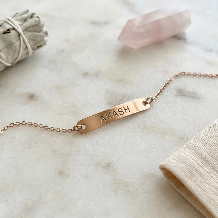 Personalised Hand Stamp Bar Bracelet in 92.5 Sterling Silver