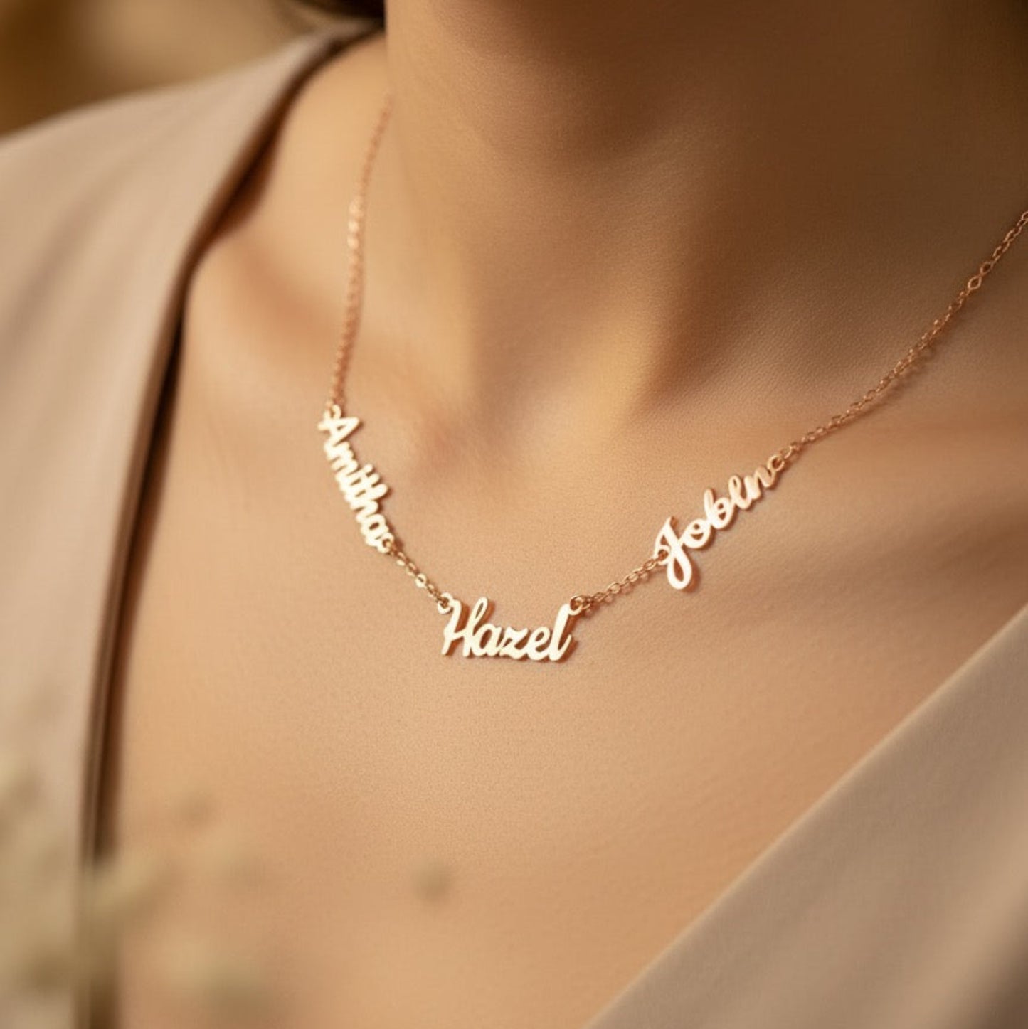Trio Name Necklace in 92.5 Sterling Silver