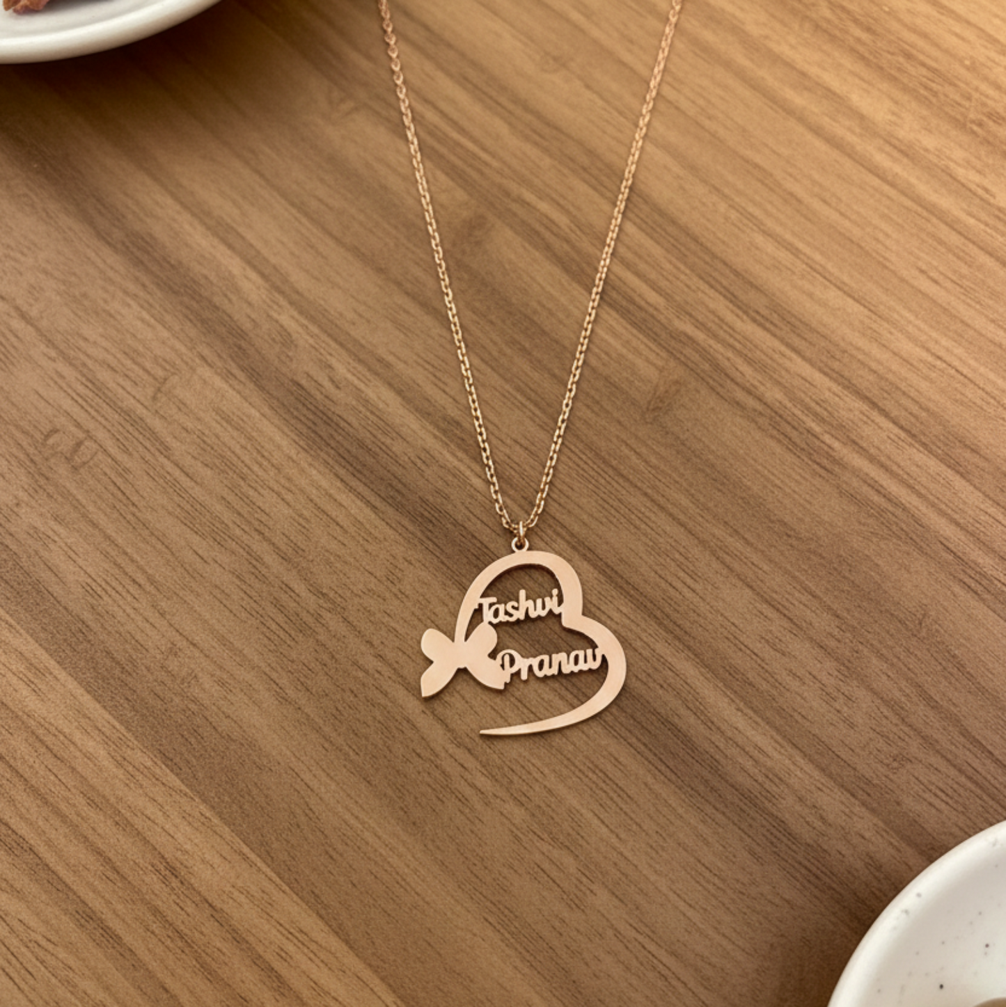 Personalised Inverted Butterfly Couple Name Necklace in 92.5 Sterling Silver
