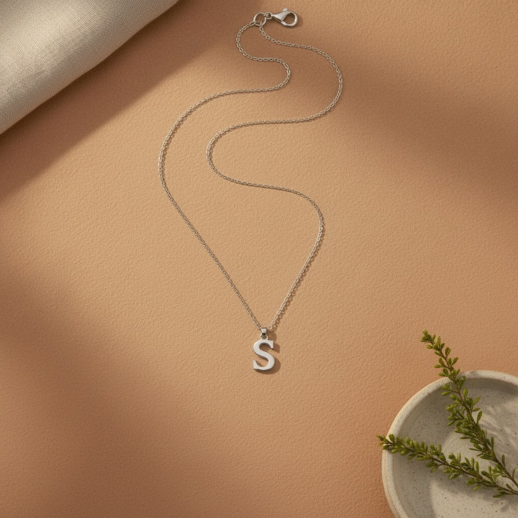 Personalised Initial Necklace in 92.5 Sterling Silver