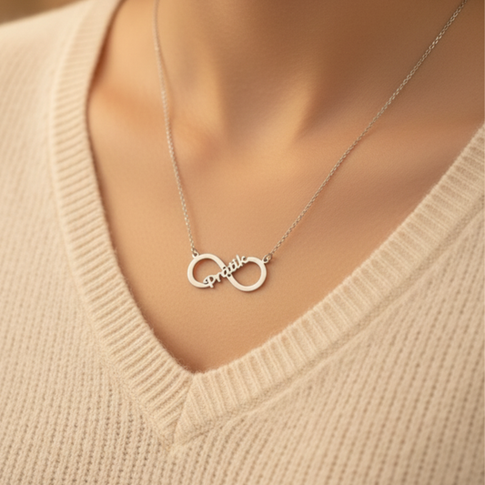 Personalised Infinity Single Necklace in 92.5 Sterling Silver