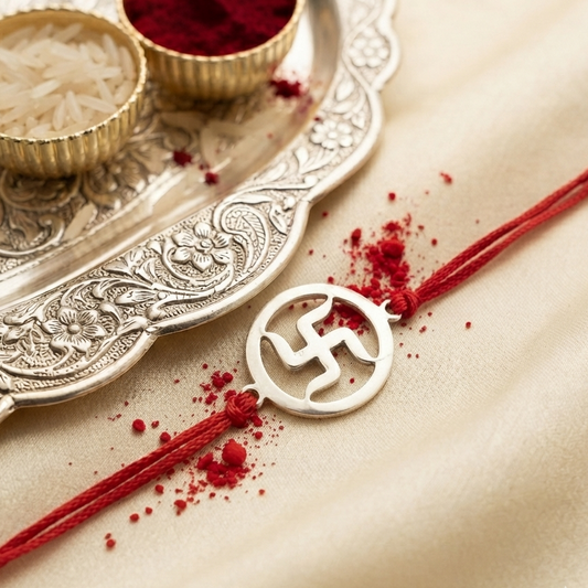Swastik Rakhi in 925 Sterling Silver