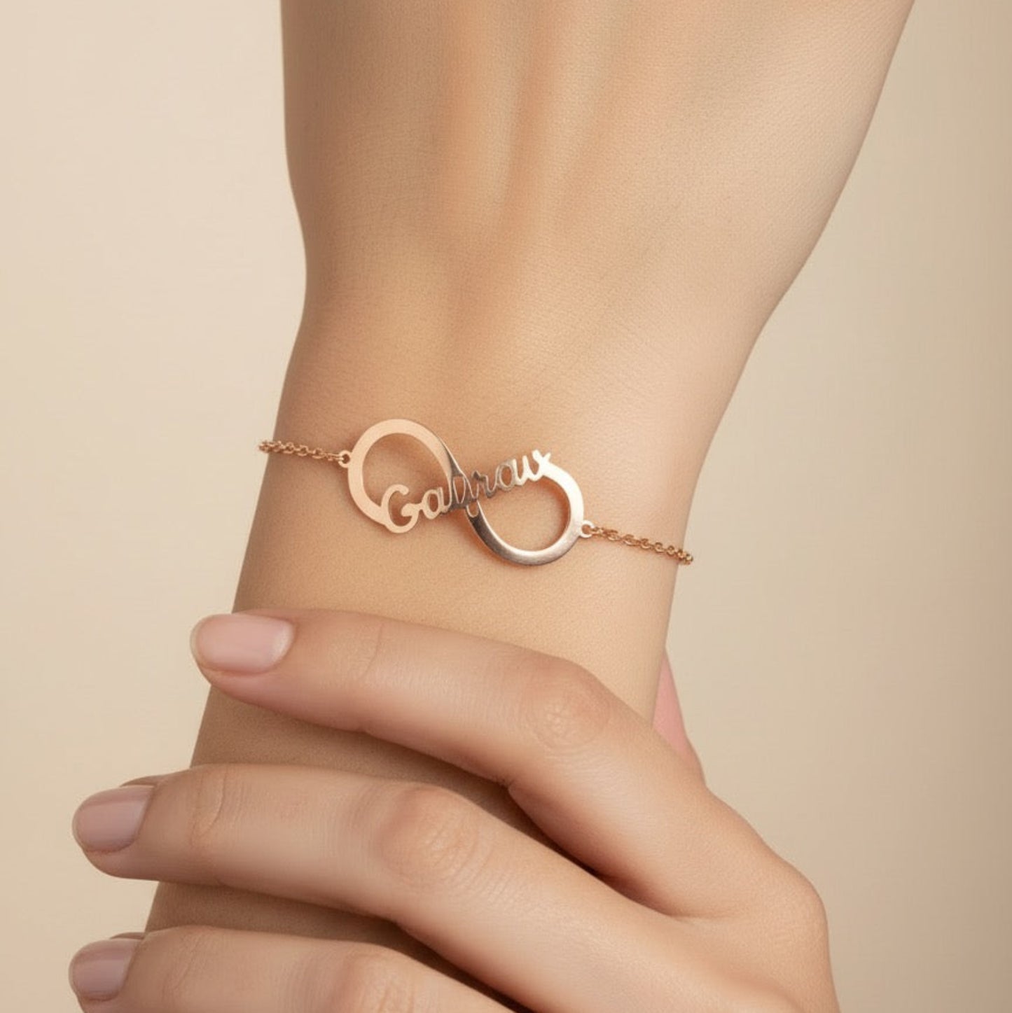 Personalised Infinity Single Name bracelet in 92.5 Sterling Silver