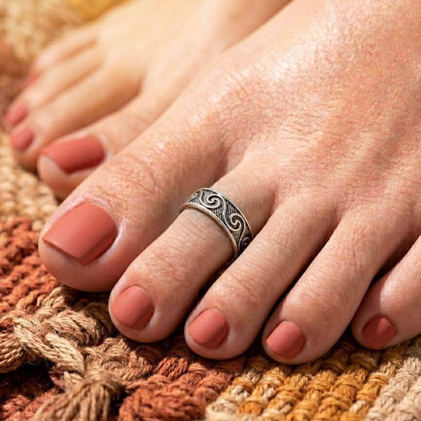 Adjustable 925 Sterling Silver Toe Ring | Liyana Jewels