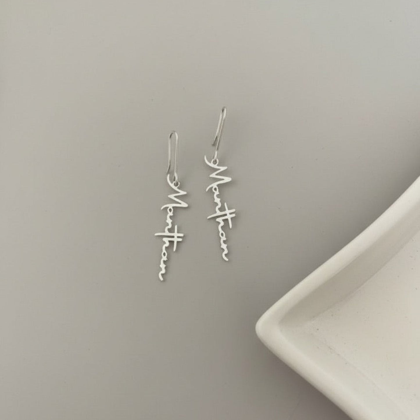 Personalised Vertical Name Earring in 92.5 Sterling Silver