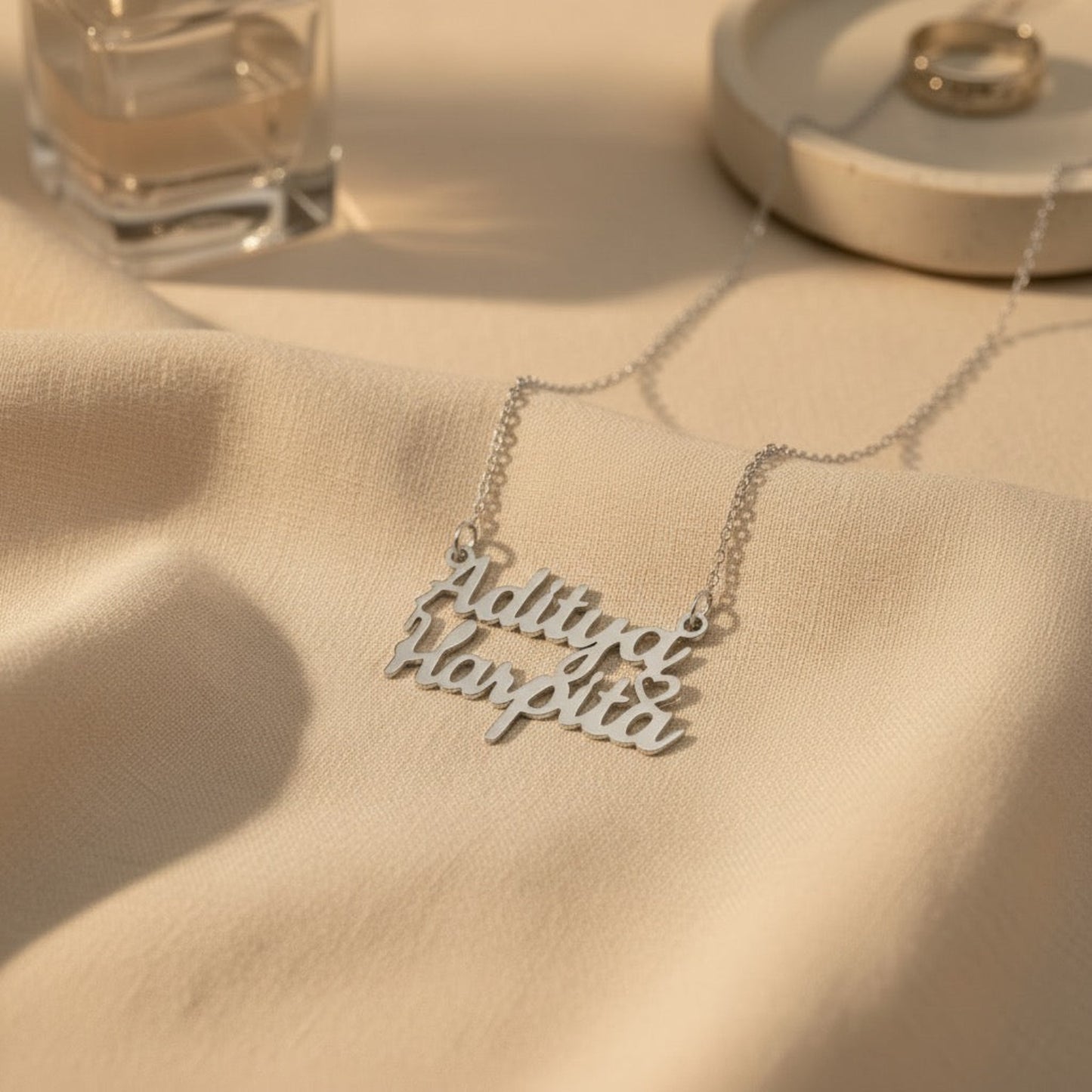 Personalised Couple name Necklace in 92.5 Sterling Silver