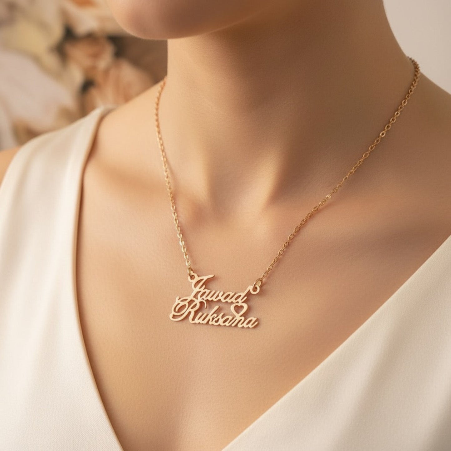 Personalised Couple name Necklace in 92.5 Sterling Silver