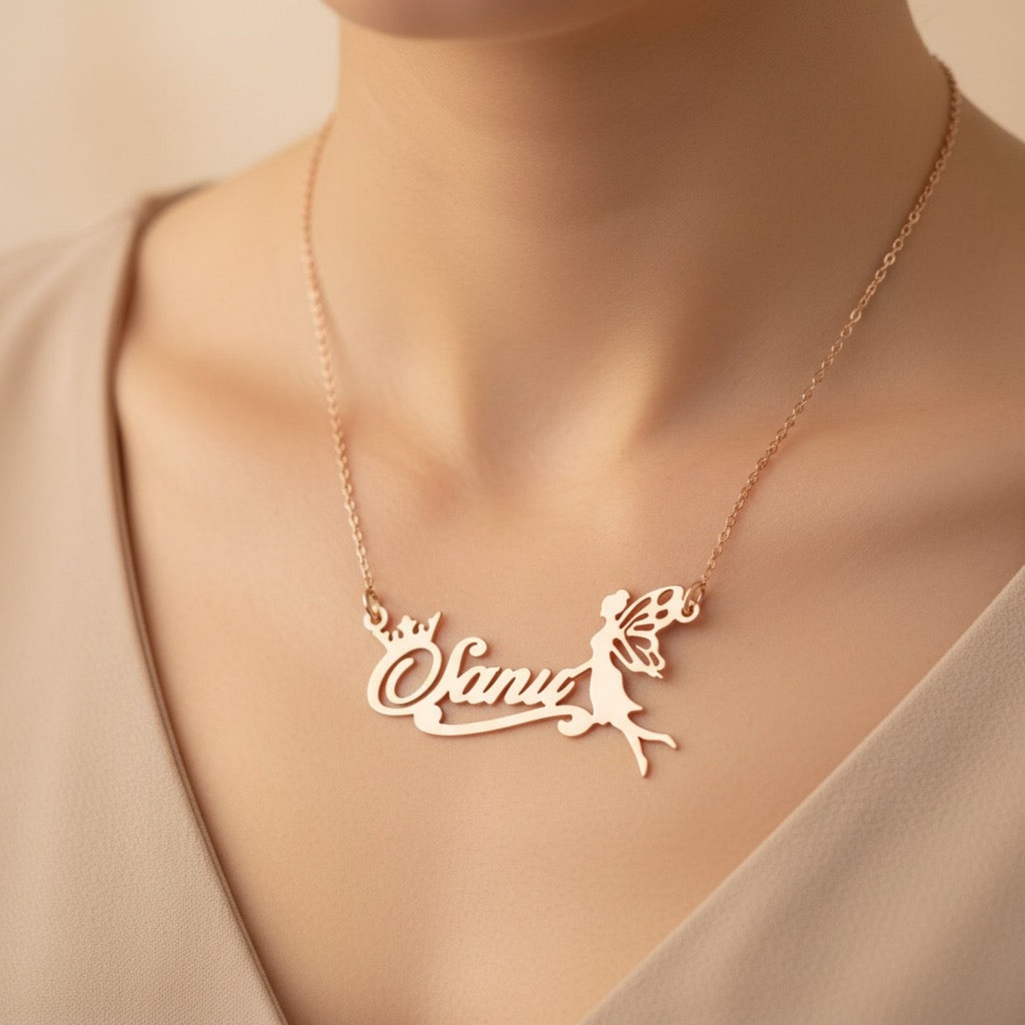 Personalised Angel Name Necklace in 925 sterling silver.