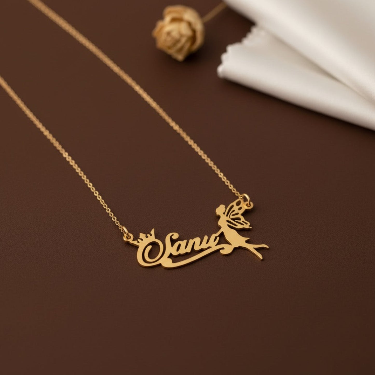 Personalised Angel Name Necklace in 925 sterling silver.