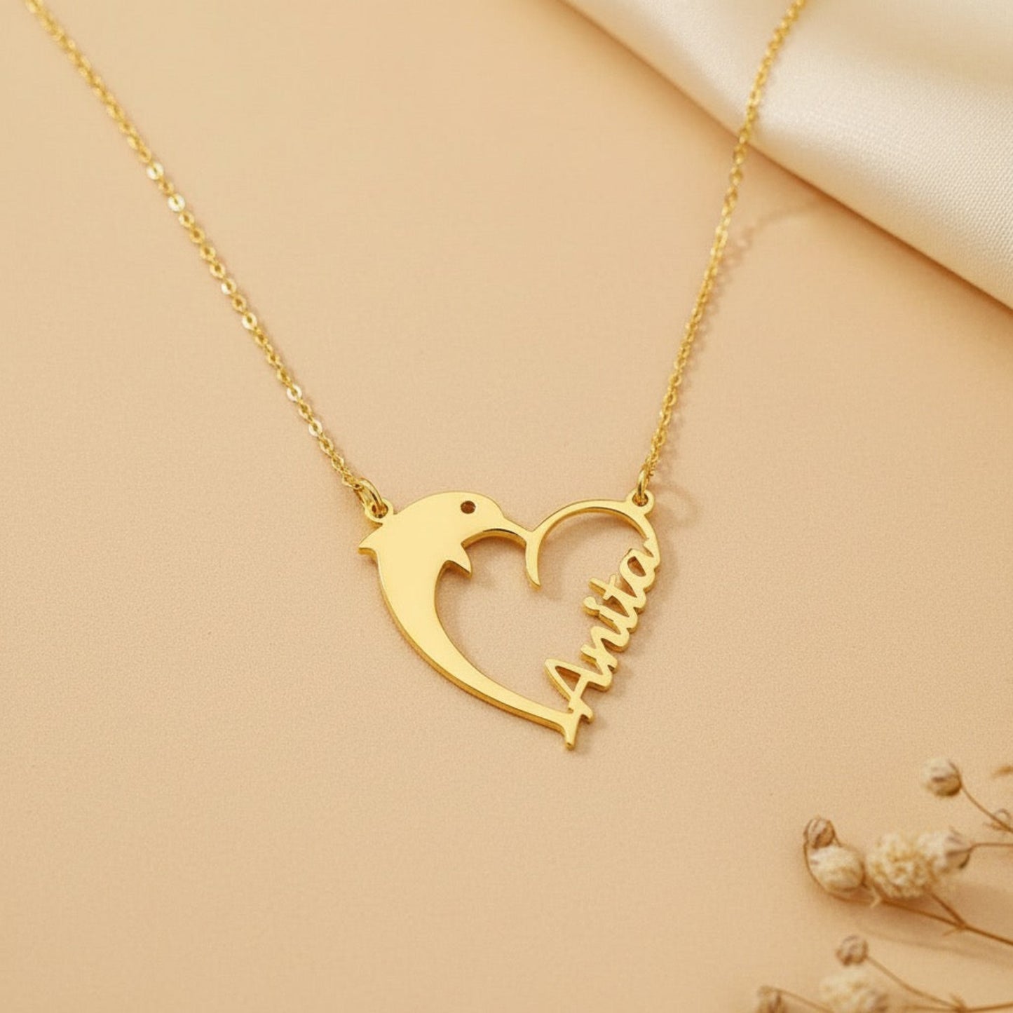 Personalised Dolphin Name Necklace in 92.5 Sterling Silver