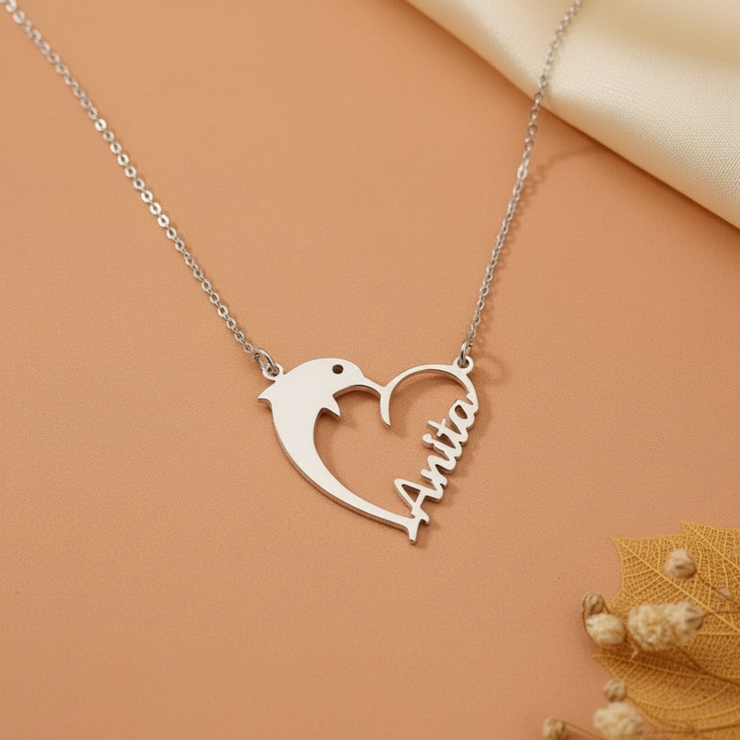 Personalised Dolphin Name Necklace in 92.5 Sterling Silver