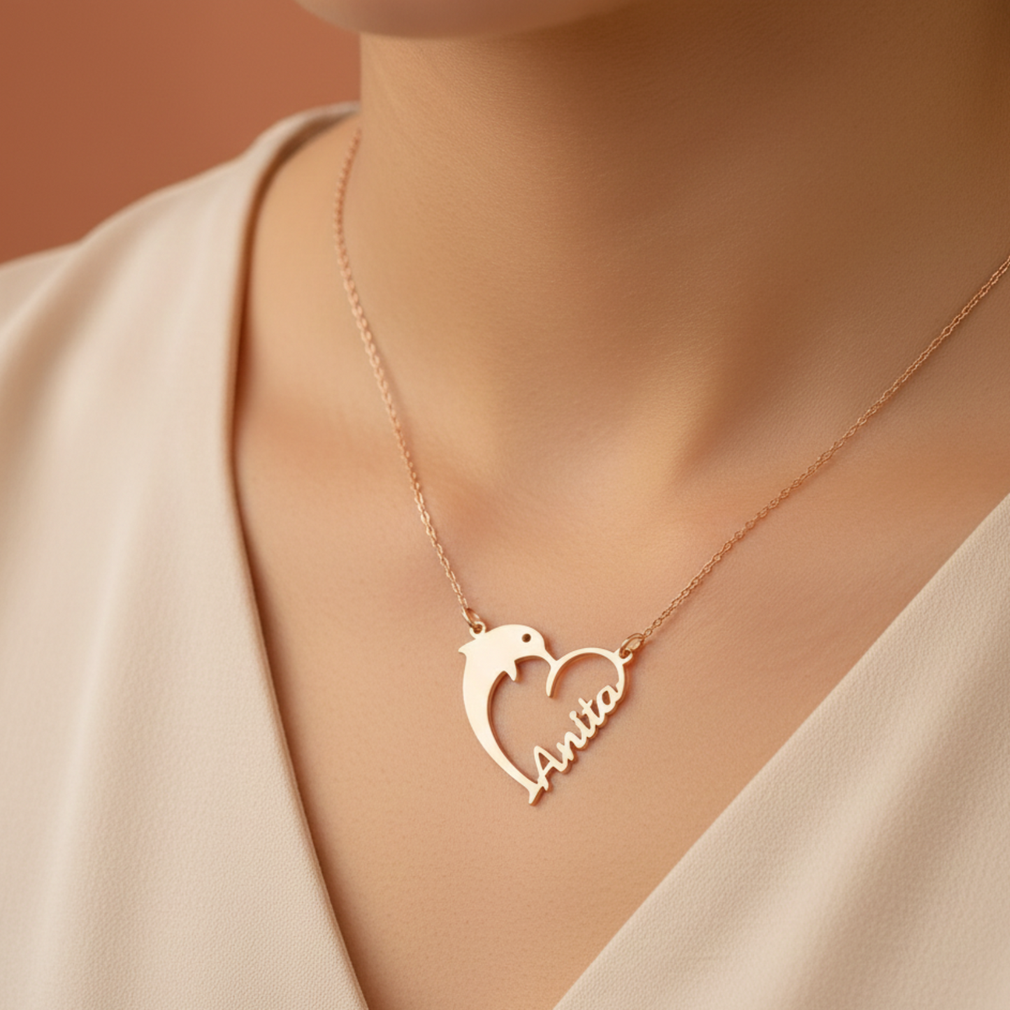 Personalised Dolphin Name Necklace in 92.5 Sterling Silver