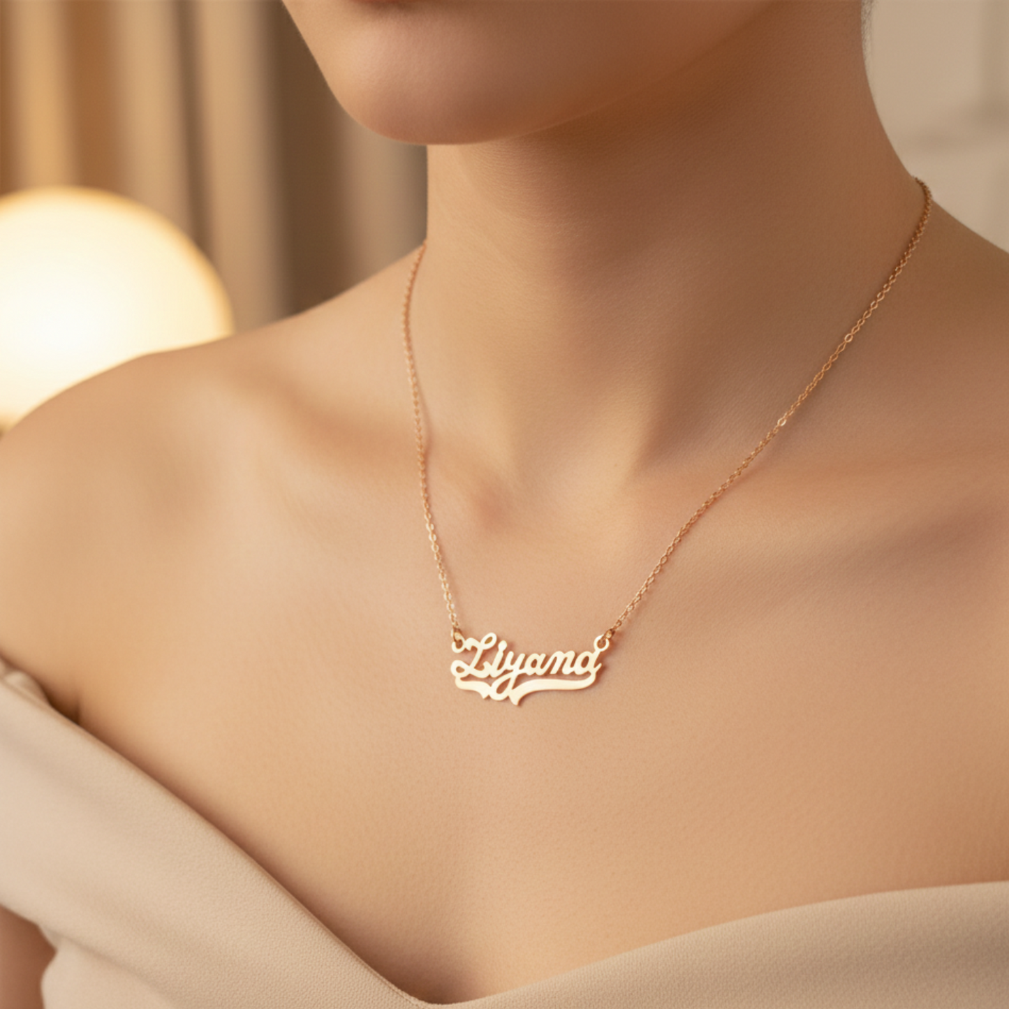 Personalised Underlined Name Necklace in 92.5 Sterling Silver