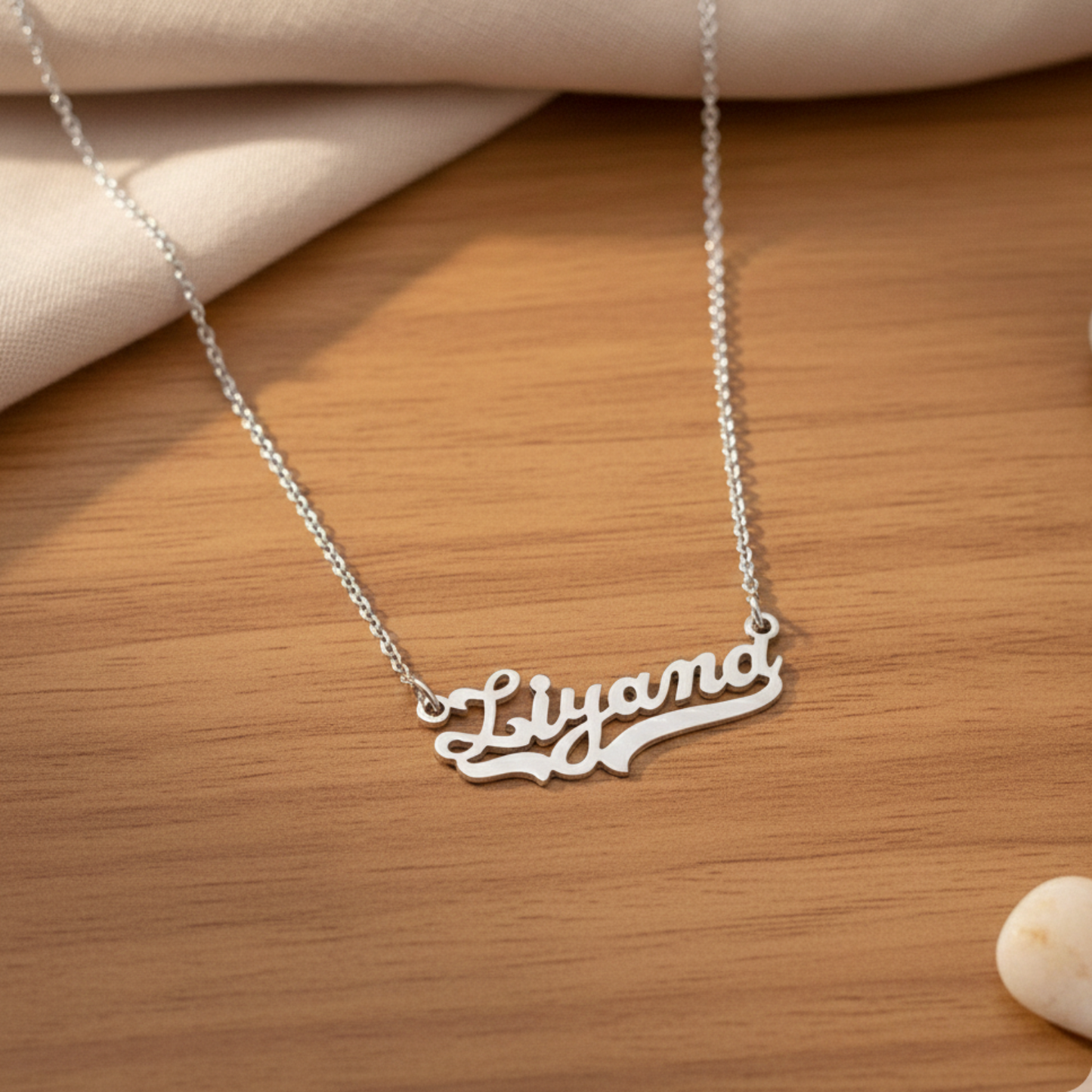 Personalised Underlined Name Necklace in 92.5 Sterling Silver