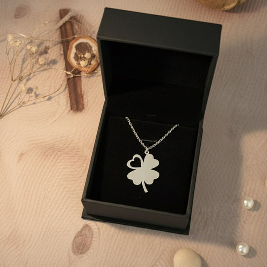 Clover Necklace with Heart in 92.5 sterling silver