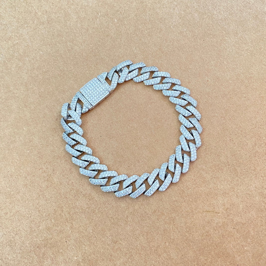 Cz Cuban Link Men's Bracelet in 925 Sterling Silver with Rhodium Finish | Liyana Jewels