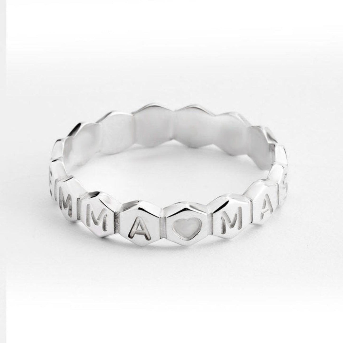 Personalized Honeycomb Ring in 925 Sterling Silver