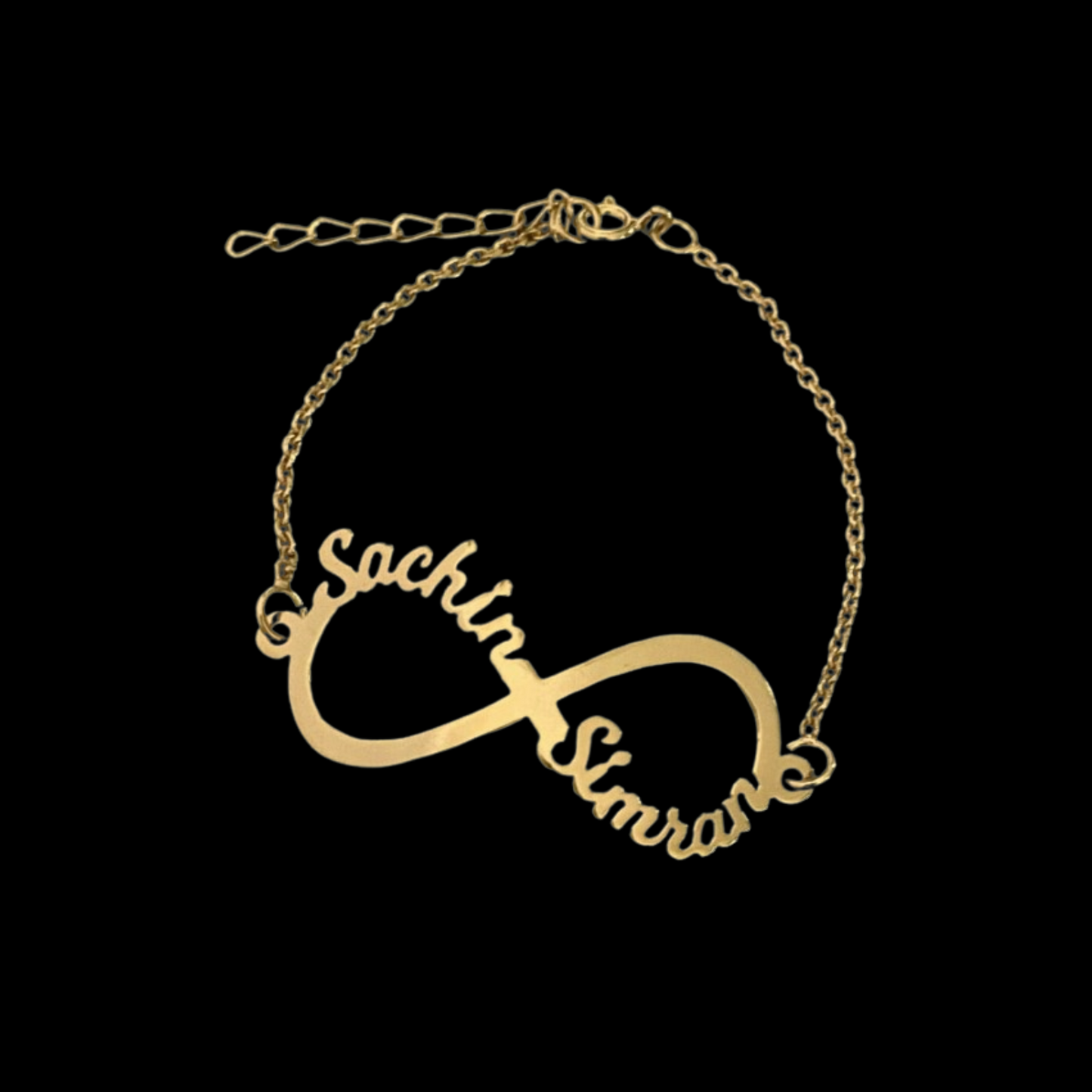 Personalised Couple Infinity Name bracelet in 92.5 Sterling Silver