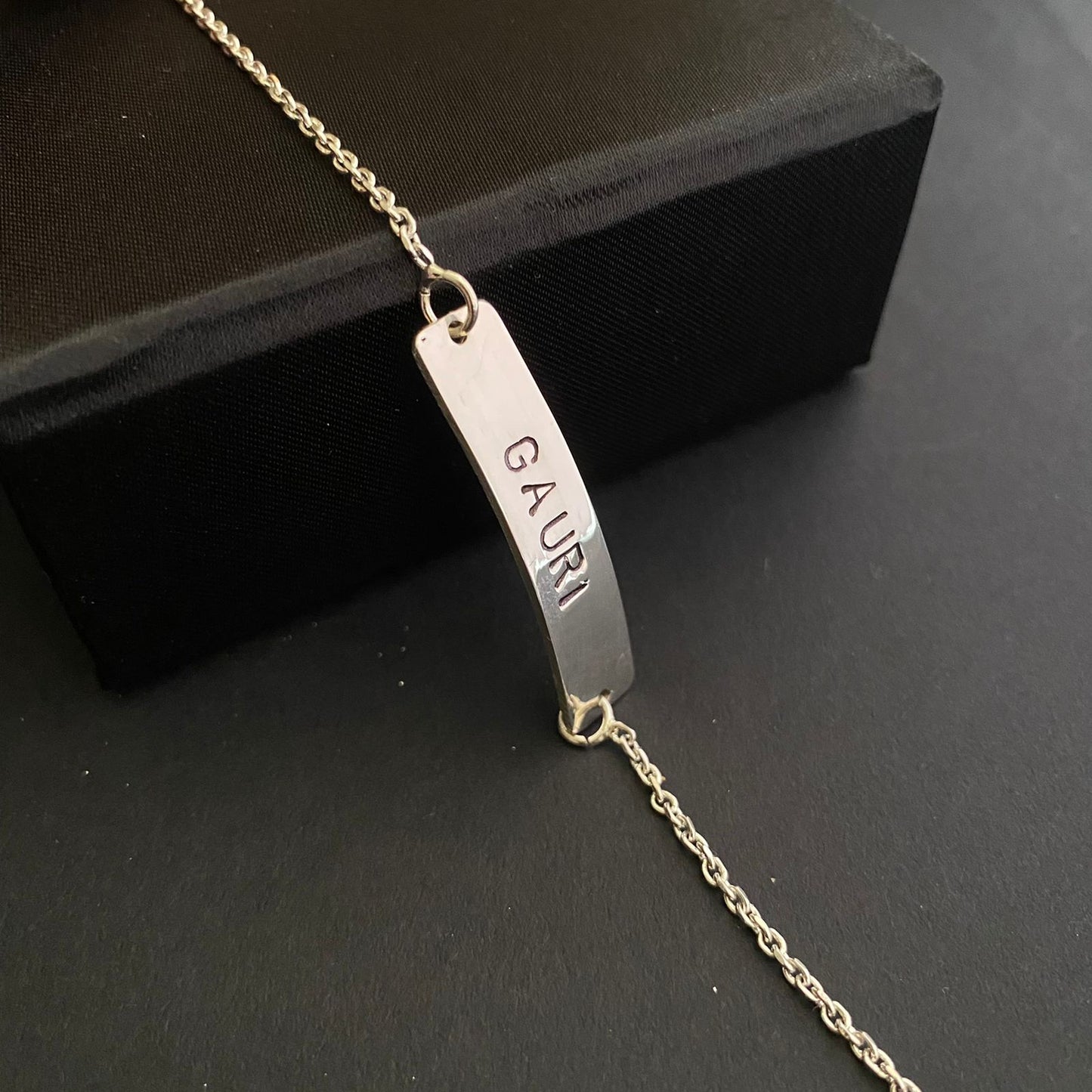 Personalised Hand Stamp Bar Bracelet in 92.5 Sterling Silver