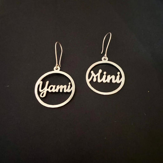 Personalised Circle Dangling Name Earrings in 92.5 Sterling Silver